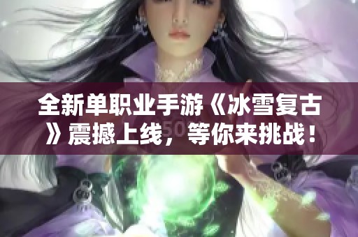 全新单职业手游《冰雪复古》震撼上线，等你来挑战！