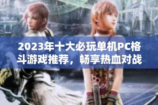 2023年十大必玩单机PC格斗游戏推荐，畅享热血对战乐趣