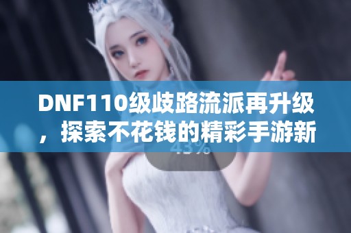 DNF110级歧路流派再升级，探索不花钱的精彩手游新选择